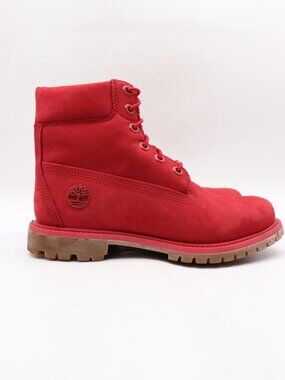 Timberland Premium 6 inch Women’s Size 7.5 Red Nubuck Waterproof Boot